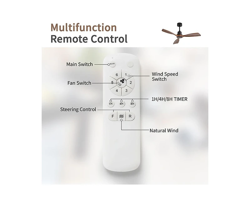 48-inch Modern Black 3-Blade Flush Mount Ceiling Fans Supports Remote Control 6-Speed Arbitrary Adjustment and Timing Function