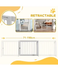 PawHut Freestanding Pet Gate with Retractable Length, 28"-75", Brown