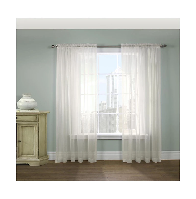 Habitat Rhapsody Voile Sheer Rod Pocket Light Filtering style Allows Natural Light Flow Curtain Panel 54" x 84" Shell