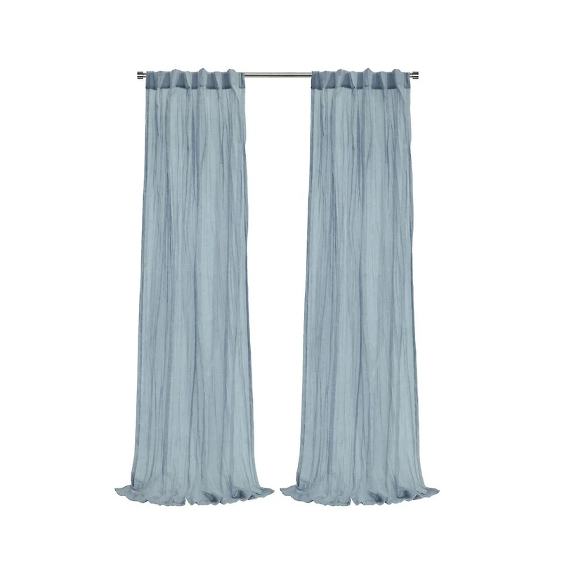 Habitat Paloma Sheer Dual Header Stylish and Functional Curtain Panel 52" x 108" Blue