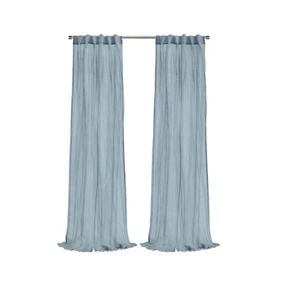 Habitat Paloma Sheer Dual Header Stylish and Functional Curtain Panel 52" x 108" Blue
