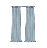Habitat Paloma Sheer Dual Header Stylish and Functional Curtain Panel 52" x 108" Blue