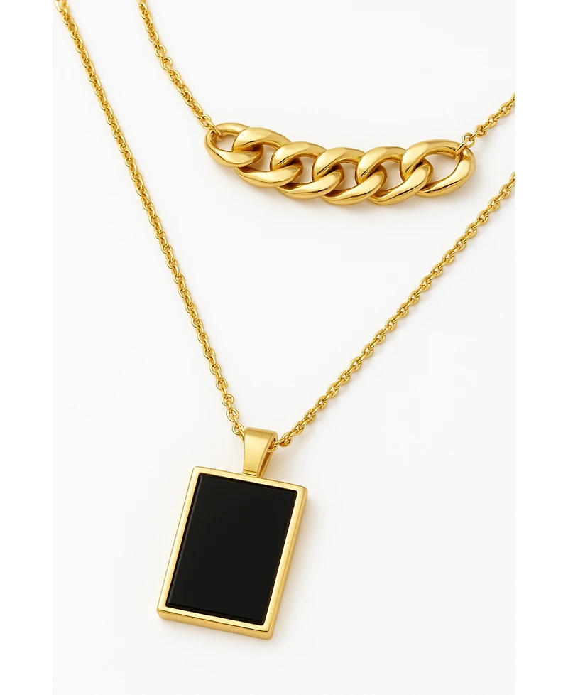 Black Agate Layered Gold Necklace