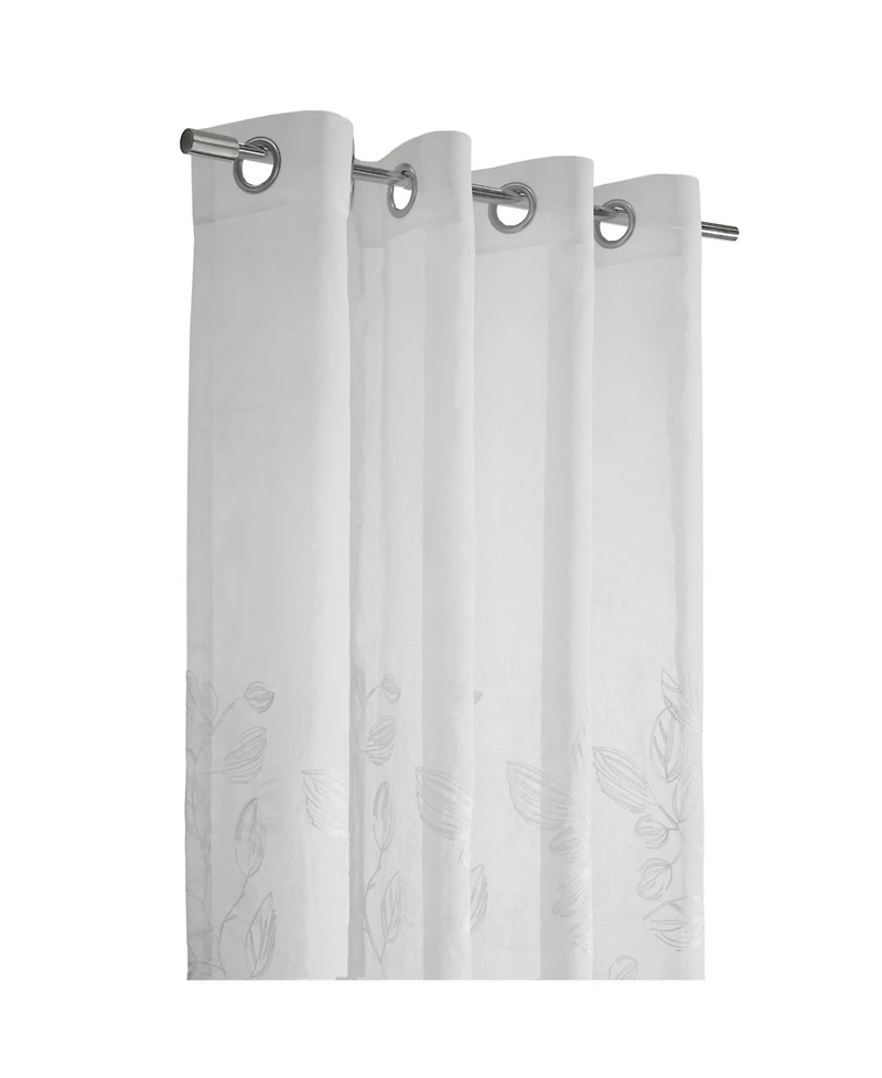 Habitat 100% Polyester Selina Sheer Grommet Leaf Embroidered Curtain Panel 52" x 95" White