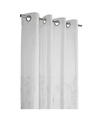 Habitat 100% Polyester Selina Sheer Grommet Leaf Embroidered Curtain Panel 52" x 95" White
