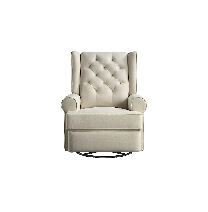 Westwood Design Amelia Traditional Fabric Usb Glider and Recliner in Natural