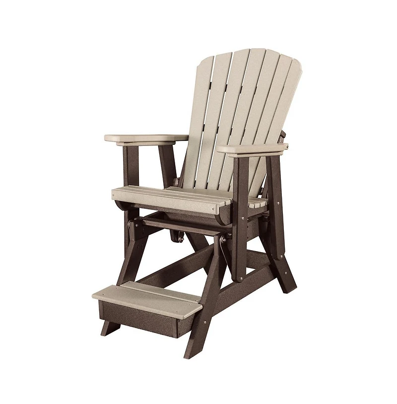 American Furniture Classics Fan Back Balcony Glider Made in the Usa- Weatherwood, Tudor Brown