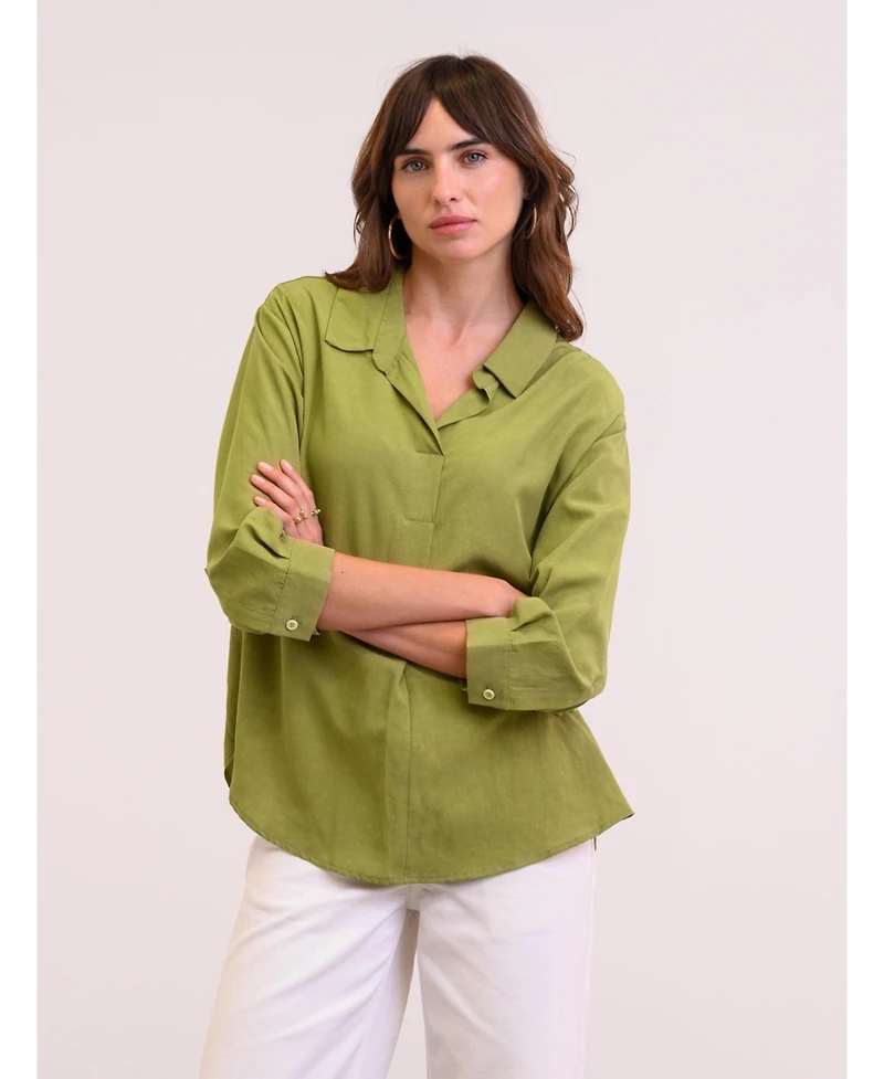 Celtic & Co. Women's Linen Blend Relaxed Blouse