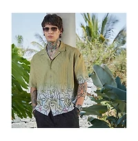 Campus Sutra Men's Pistachio Green Faces-Ombre Oversized Shirt