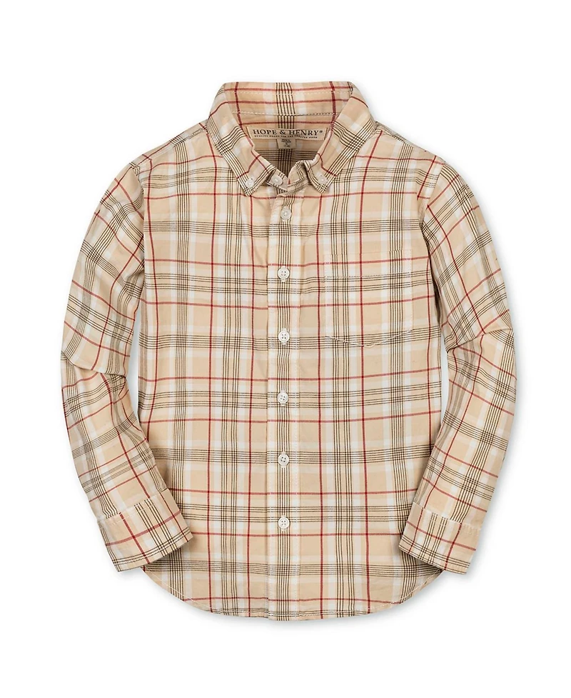 Hope & Henry Little and Big Boys' Organic Long Sleeve Stretch Poplin Shirt