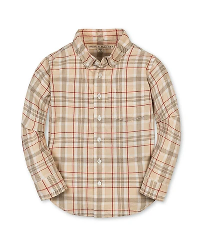 Hope & Henry Little and Big Boys' Organic Long Sleeve Stretch Poplin Shirt