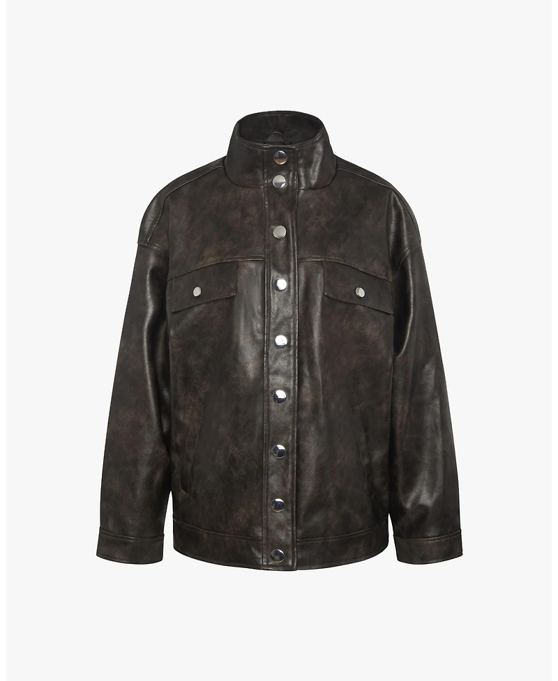 WeWoreWhat Women's 90'S Leather Jacket
