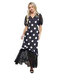 Oasis Women's Frill Detail Puff Sleeve Midi Dress