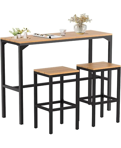 Aecojoy 3 Pieces Outdoor Bar Set of 2 for Balcony