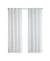Habitat 100% Polyester Lausanne Sheer Chenille Leaf Delightful Texture Grommet Curtain Panel 52" x 84" Off White