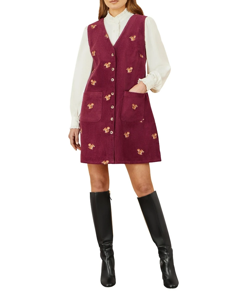 Yumi Women's Cord Tunic Dress With Pockets