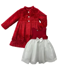 Blueberi Boulevard Baby Girls 2-Piece Long-Sleeve Coat and Dress Set