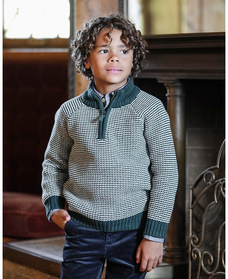 Hope & Henry Boys Organic Long Sleeve Half Zip Raglan Ski Sweater