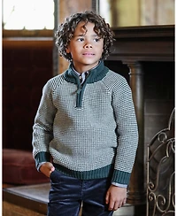 Hope & Henry Boys Organic Long Sleeve Half Zip Raglan Ski Sweater