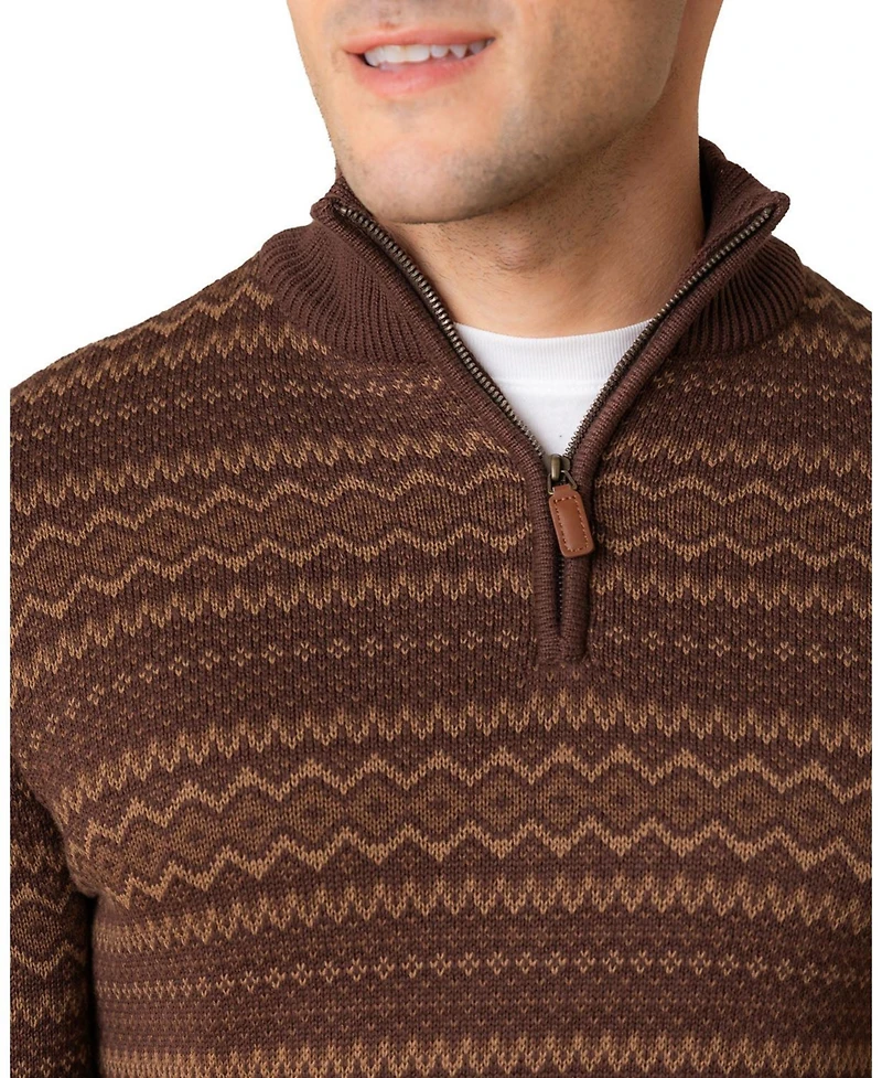 Hope & Henry Men's Organic Half Zip Intarsia Pullover Sweater