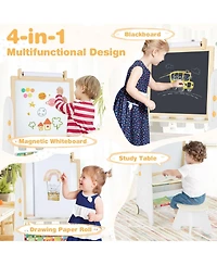 4-in-1 Toddler Activity Table Set with Magnetic Whiteboard and Chalk Board