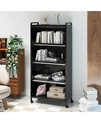 4-Tier Storage Cabinet with Door Freestanding Bathroom for Small Space