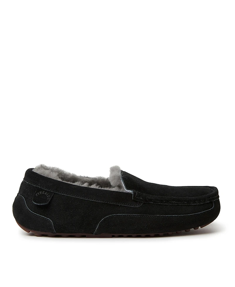 Dearfoams Men's Fireside By Melbourne Genuine Shearling Moccasin Slipper