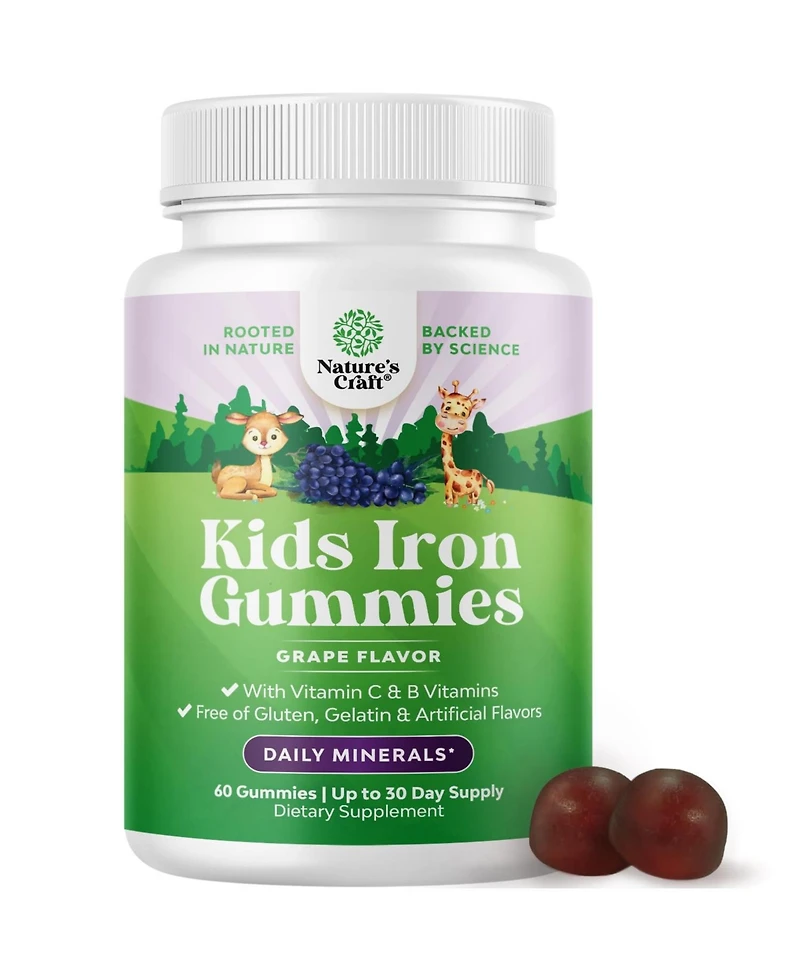 Nature's CraftSuper Iron Gummies (Kids), Grape Flavor, 60ct