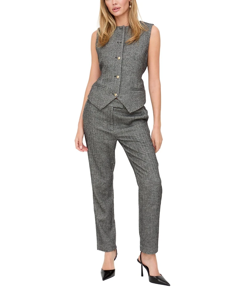 Lily and Lionel London Women's Pandora Tailored Herringbone Print Waistcoat