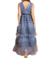 Coast Women's Sleeveless Mesh Wrap Top Maxi Dress