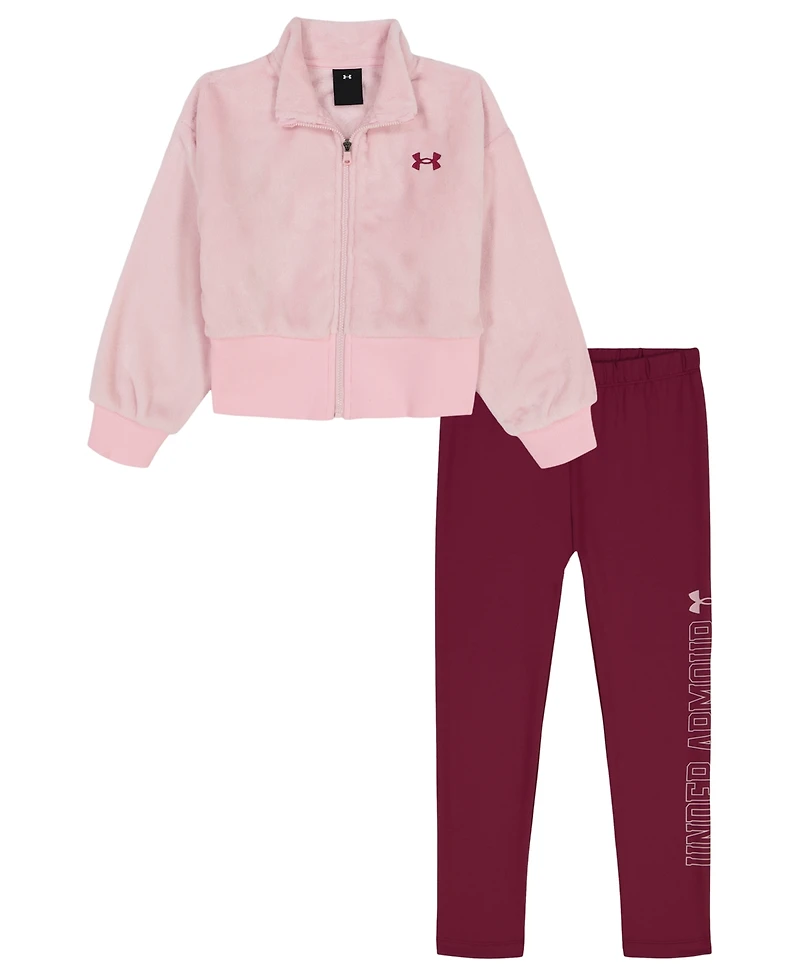 Under Armour Girls 2T-6X Full-Zip Jacket and Stretch Leggings, 2-piece Set
