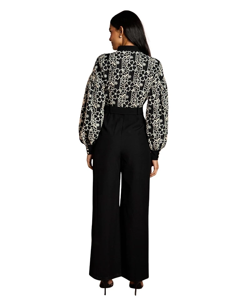 Coast Women's Blouson Sleeve Belted Wide Leg Jumpsuit