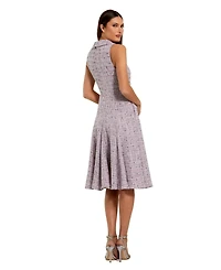 Mac Duggal Women's Sleeveless Boucle A-Line Midi Dress With Bow