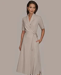 Donna Karan Weekend Women's Tricot Knit Elbow-Sleeve Collared Polo Dress