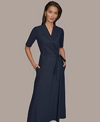 Donna Karan Weekend Women's Tricot Knit Elbow-Sleeve Collared Polo Dress