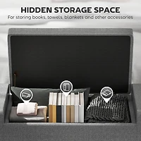 Homcom Recgular Tufted Linen Storage Ottoman Bench with Flipping Top