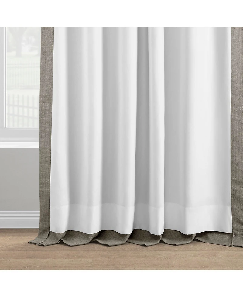 Half Price Drapes Fossil Grey Italian Faux Linen Room Darkening Curtain