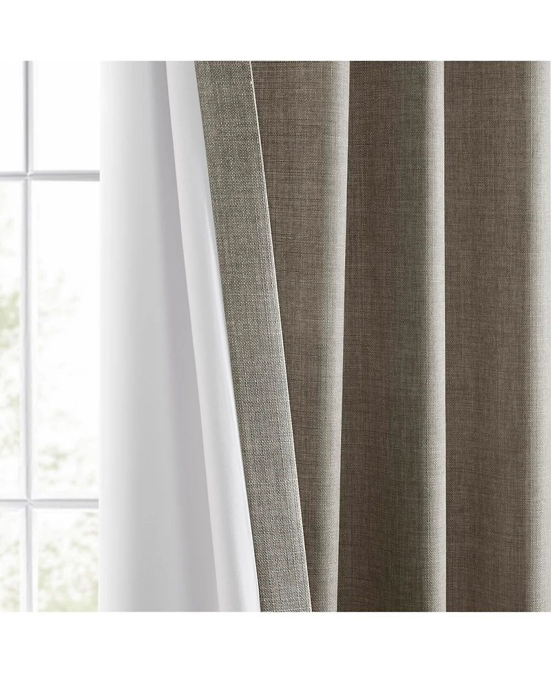 Half Price Drapes Fossil Grey Italian Faux Linen Room Darkening Curtain