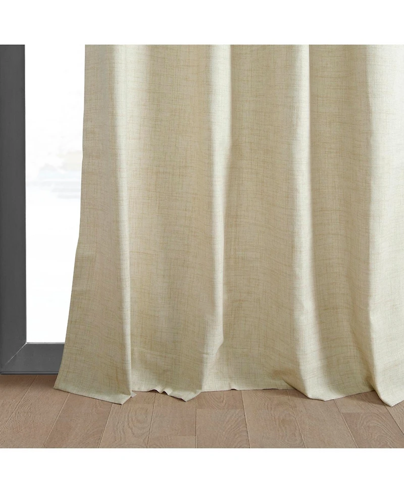 Half Price Drapes Natural Light Beige Grommet Thermal Cross Linen Weave Blackout Curtain