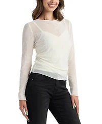 Bcx Juniors' Flocked Long-Sleeve Top