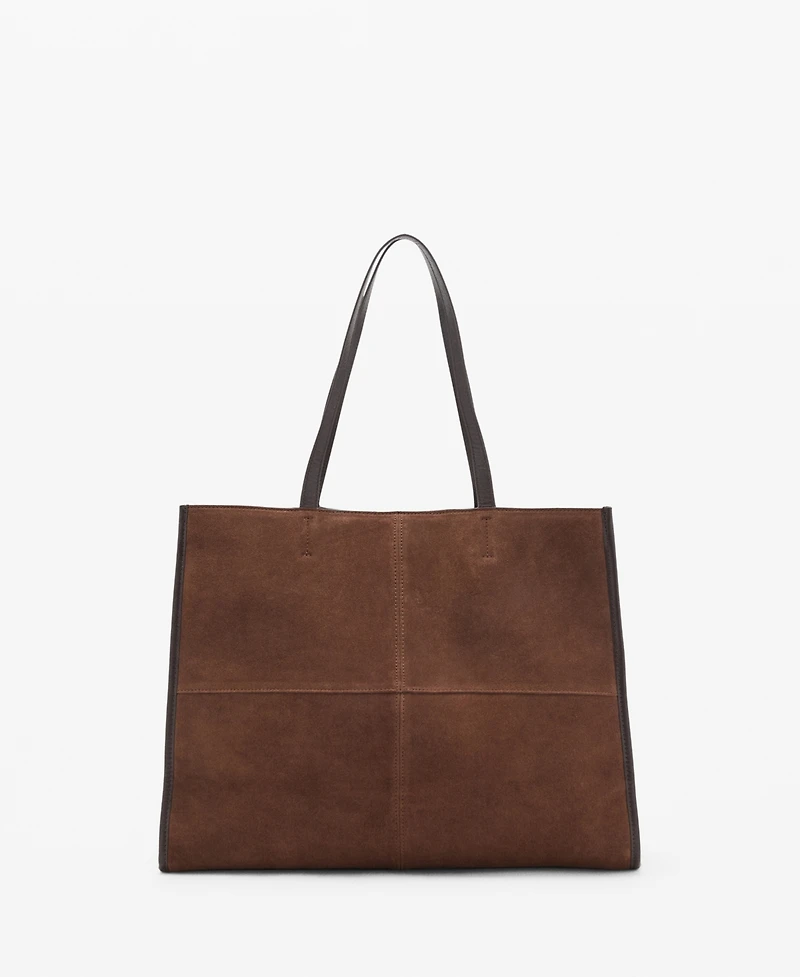 Mango Women's Suede Leather Shopper Bag