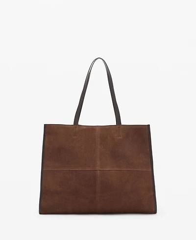 Mango Women's Suede Leather Shopper Bag