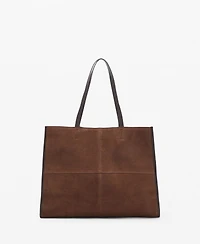 Mango Women's Suede Leather Shopper Bag