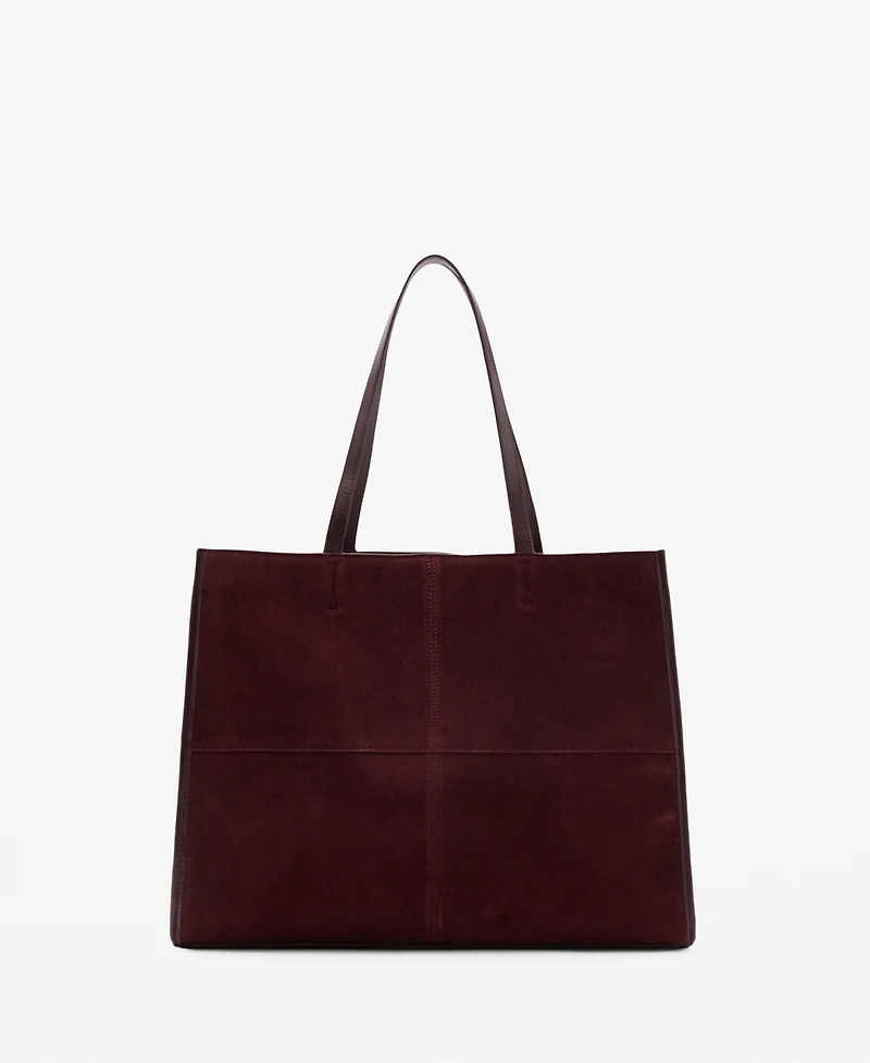 Mango Women's Suede Leather Shopper Bag
