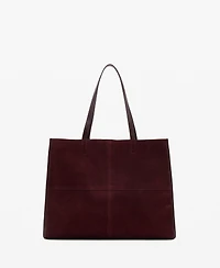 Mango Women's Suede Leather Shopper Bag
