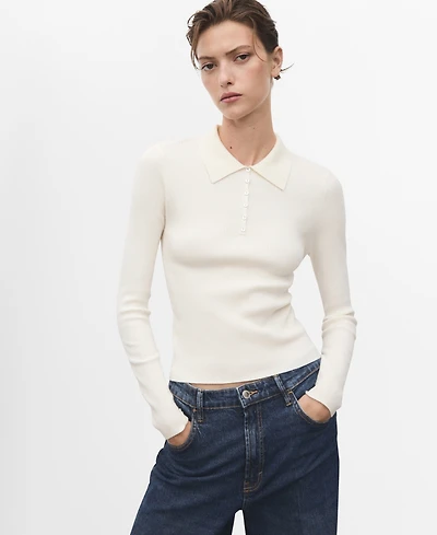 Mango Women's Polo-Neck Ribbed Sweater