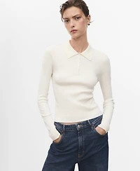 Mango Women's Polo-Neck Ribbed Sweater