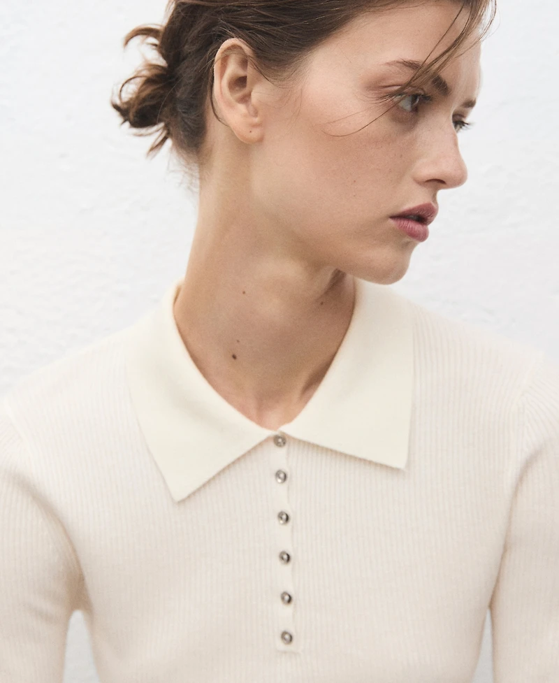 Mango Women's Polo-Neck Ribbed Sweater