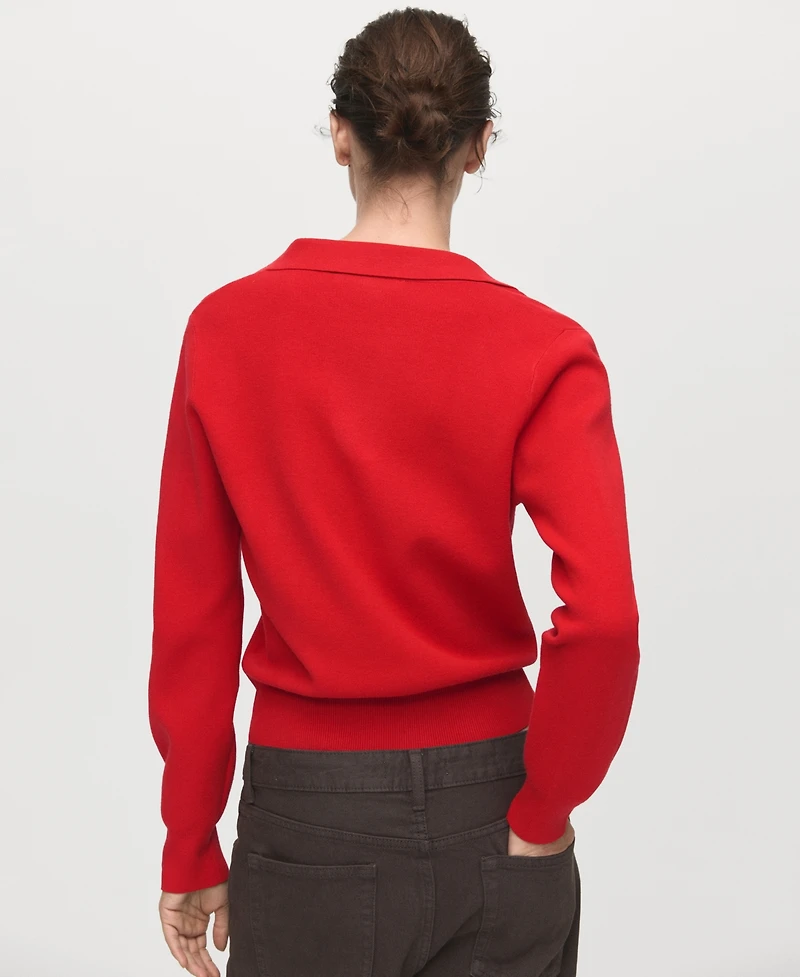 Mango Women's Fine-Knit V-Neck Sweater