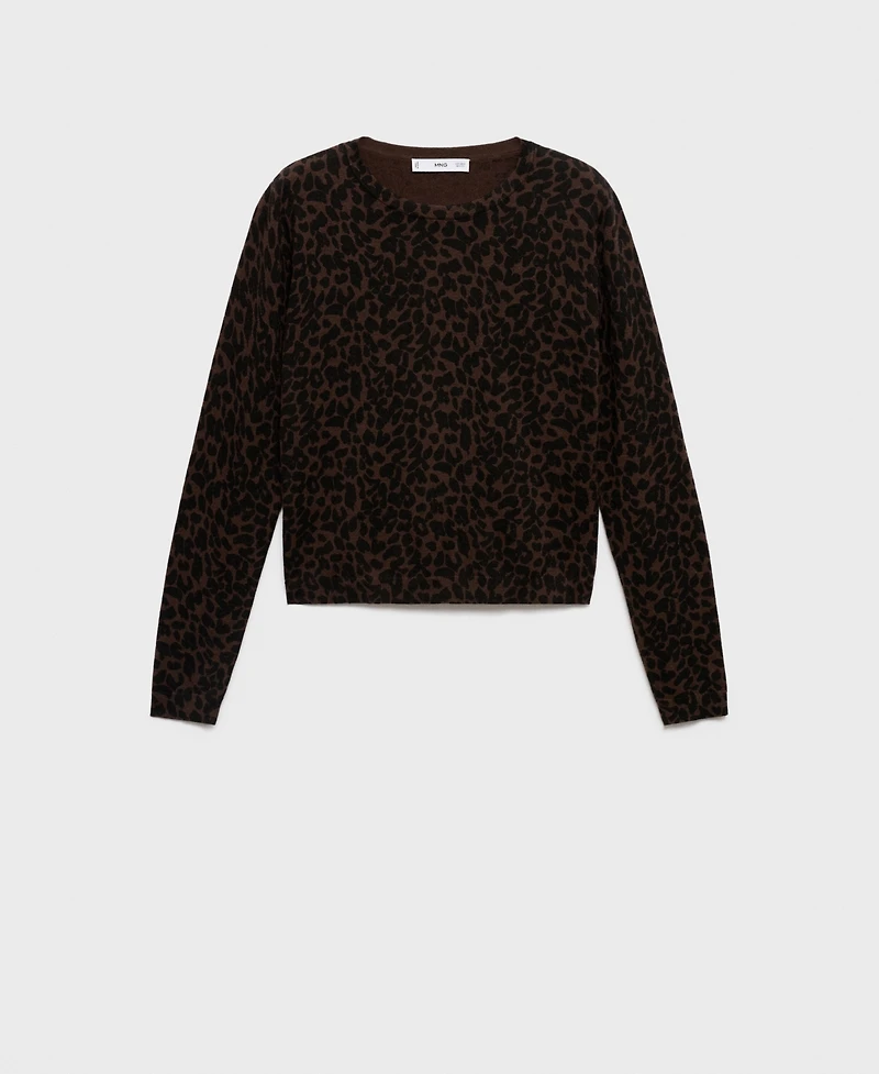 Mango Women's Ribbed Leopard-Print Sweater